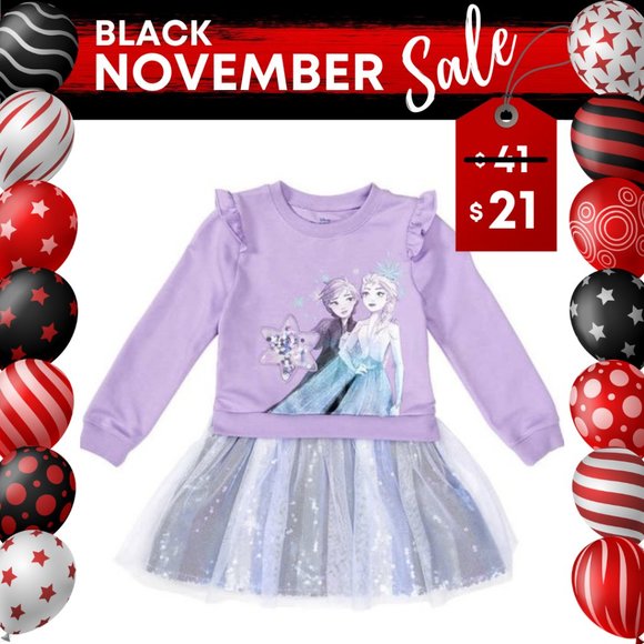 Disney Other - 🖤 ONLY 2 LEFT! 🖤 Disney Kids' Sweatshirt Dress Frozen Ruffle Shoulder - Purple